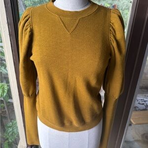 Ulla Johnson women's Philo puff-sleeve mustard cotton sweater / sweatshirt